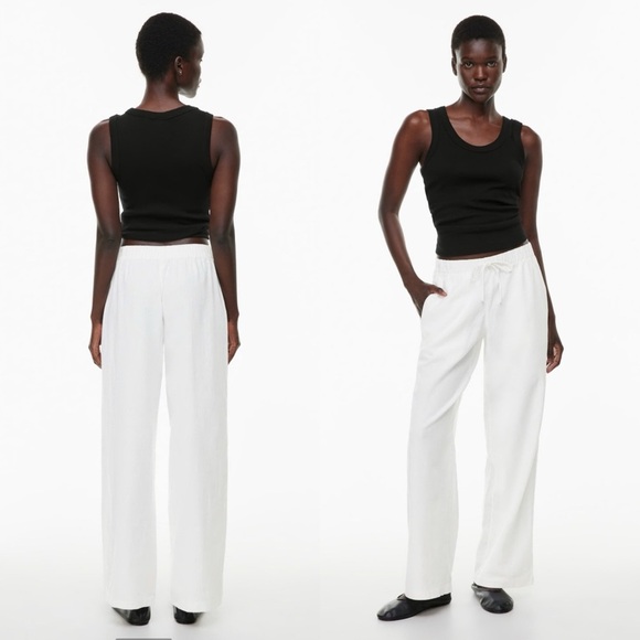 Aritzia The Group by Babaton Sontag Linen Pant in White Size Medium - Picture 1 of 15